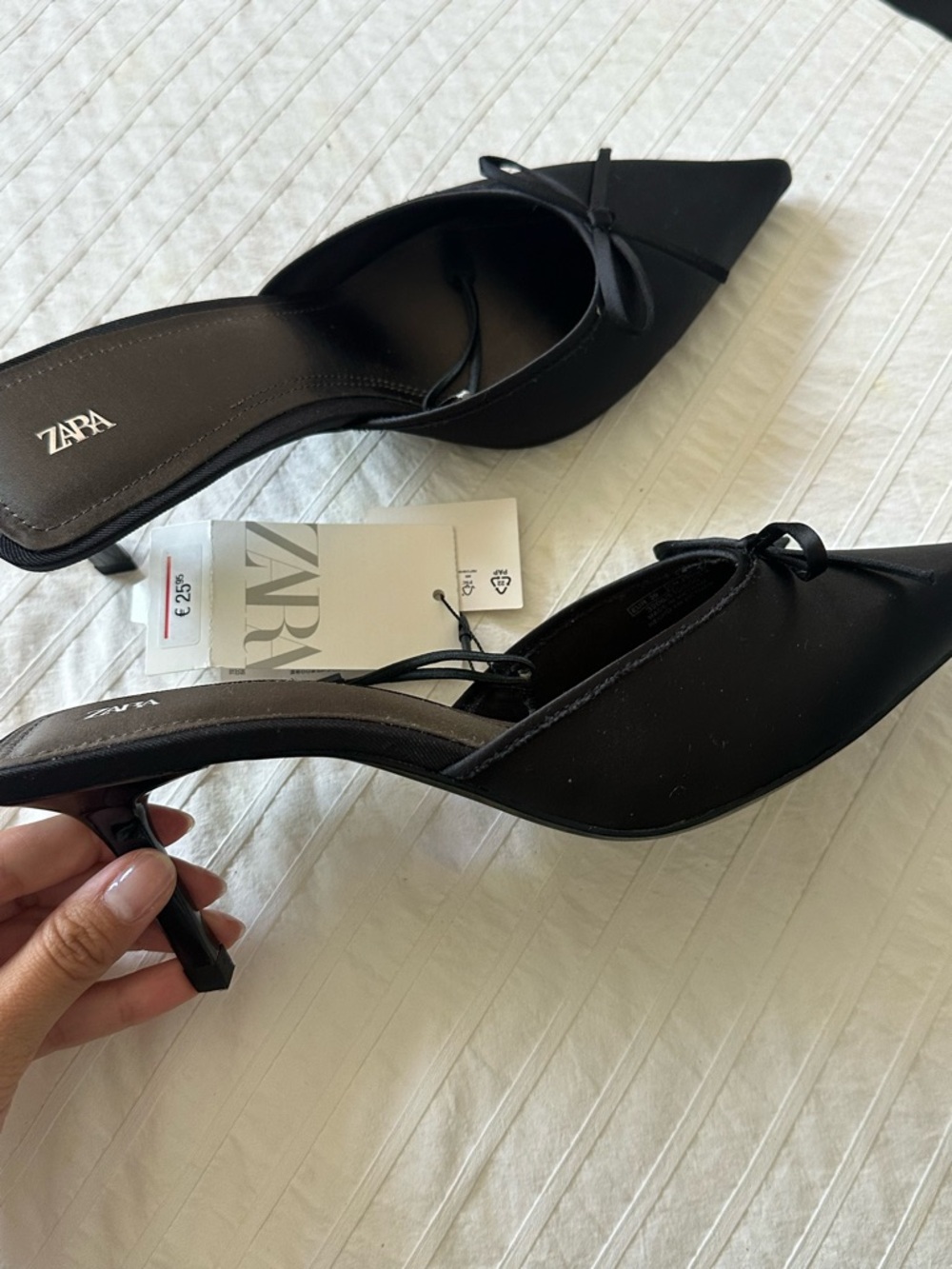 NWT Zara Black Satin Mules - Picture 2 of 5